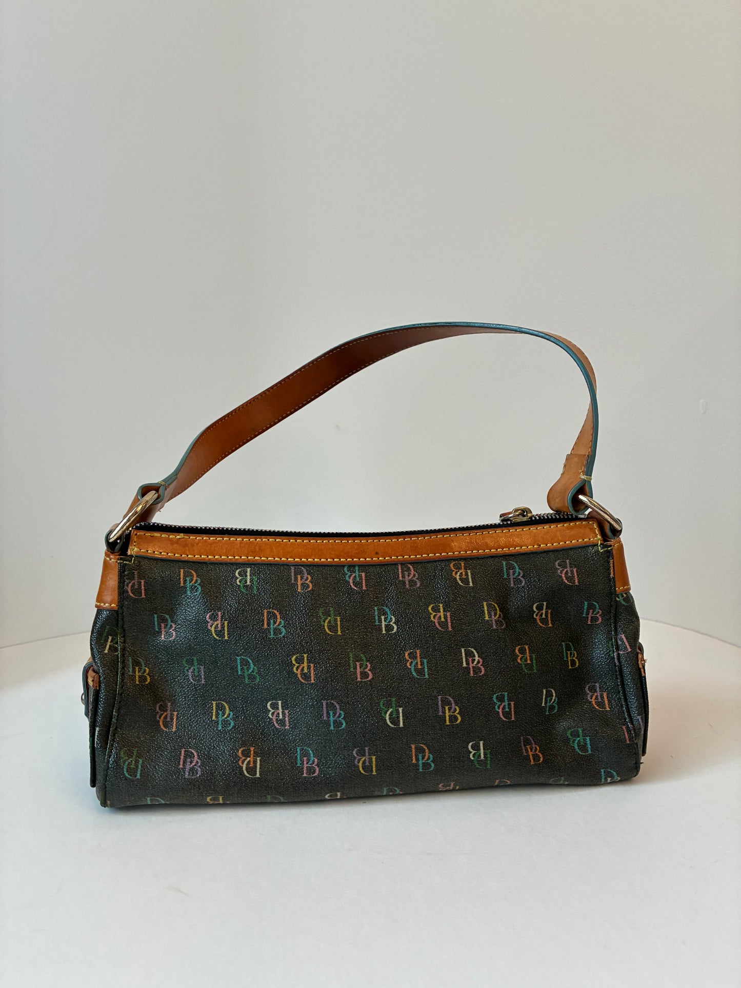 Pre-Owned Y2K Dooney & Bourke Rainbow Monogram Leather Shoulder Bag