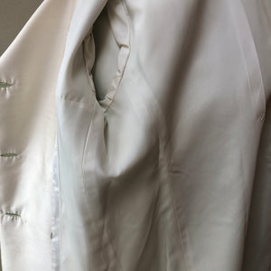 1960’s 2pc Celery & Ivory Silk Textured Coat and Dress Set, Size Large (12/14)