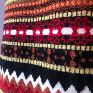Vintage Mexican Wool/Cotton Boho Striped Maxi Skirt, Size Medium