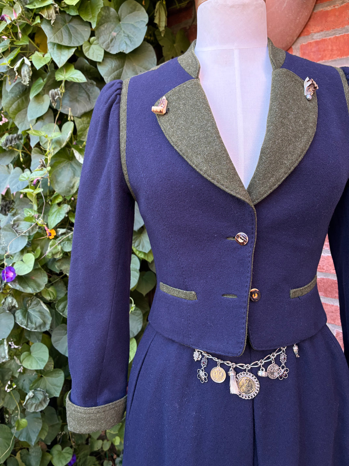 70’s/80’s Resi Hammerer 2 PC New Wool Loden Skirt and Jacket Set, Size X-Small