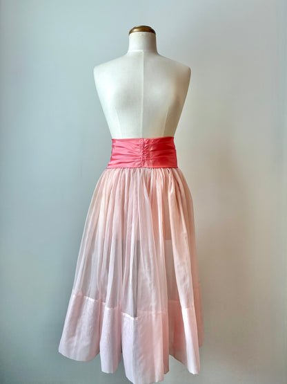 1950’s Soft Tulle Overlay Skirt With Satin Sash, Size: Medium