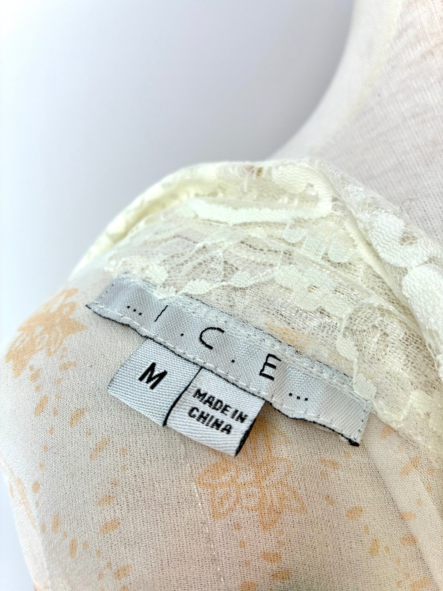 Y2K I.C.E. Floral Sheer Blouse with Camisole, Material: 100% Silk (Cami 100% Polyester), Size: Medium