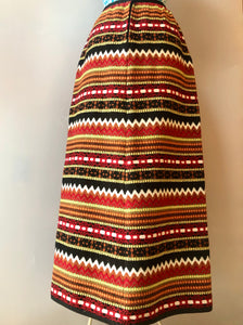 Vintage Mexican Wool/Cotton Boho Striped Maxi Skirt, Size Medium