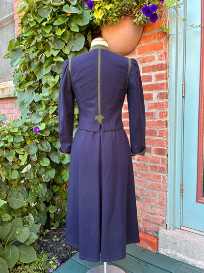 70’s/80’s Resi Hammerer 2 PC New Wool Loden Skirt and Jacket Set, Size X-Small