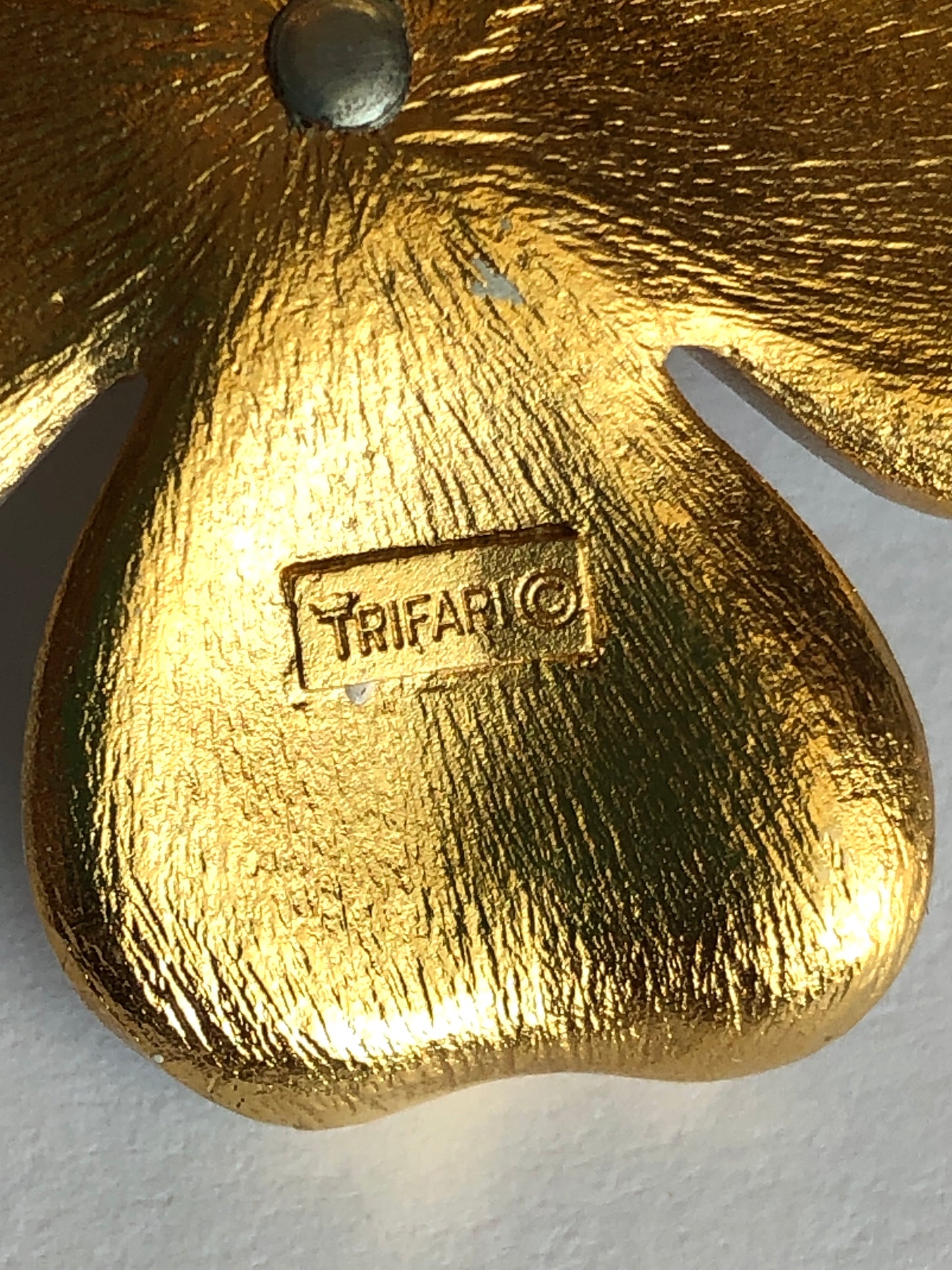 1960’s Signed Crown Trifari Enamel & Gold-Tone Dogwood Brooch