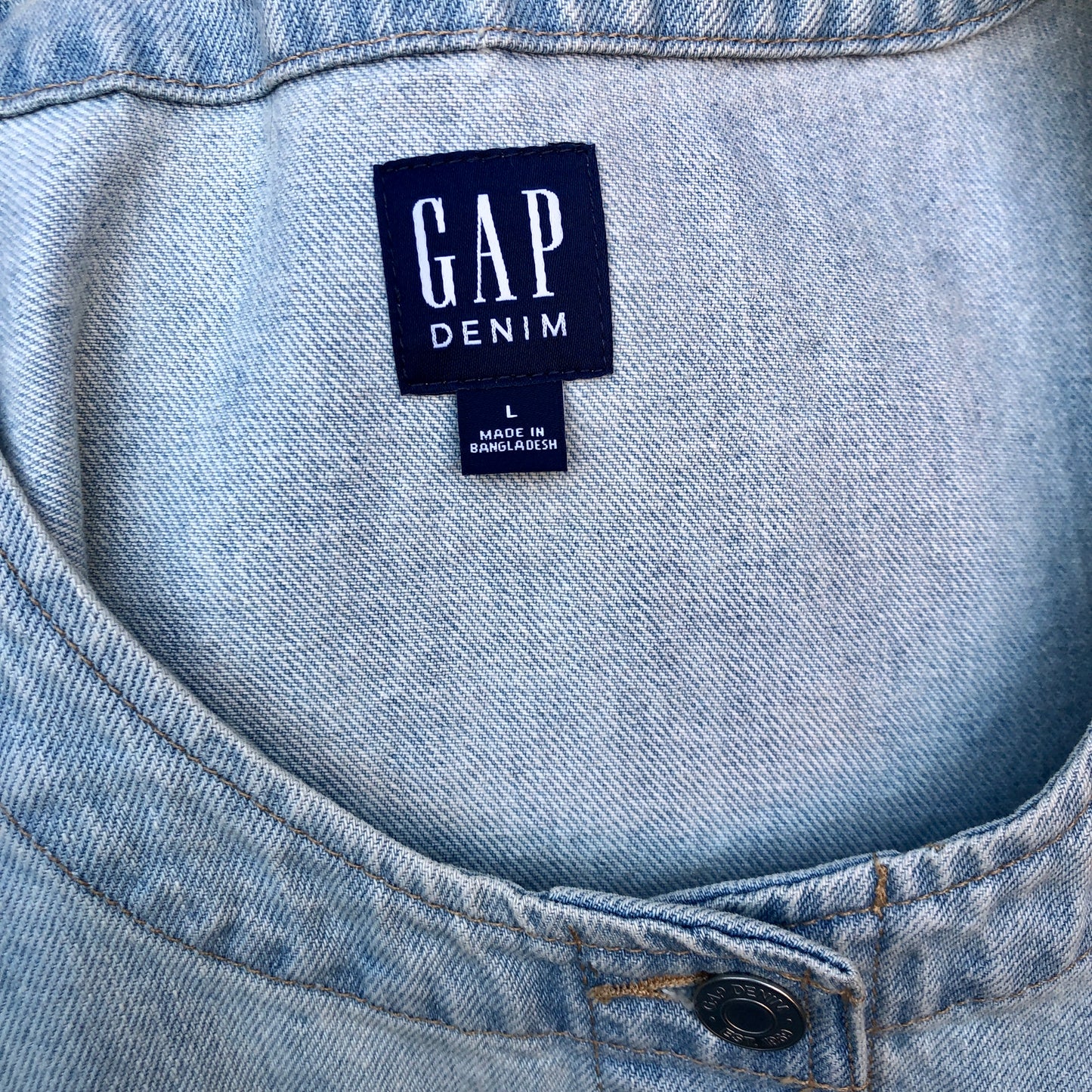 Gap Collarless Light Wash Denim Cropped Jacket, Size Large
