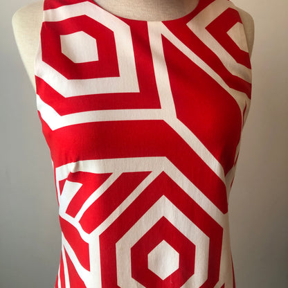 London Times Stretch Cotton Mod Print Sheath Dress, Size Small