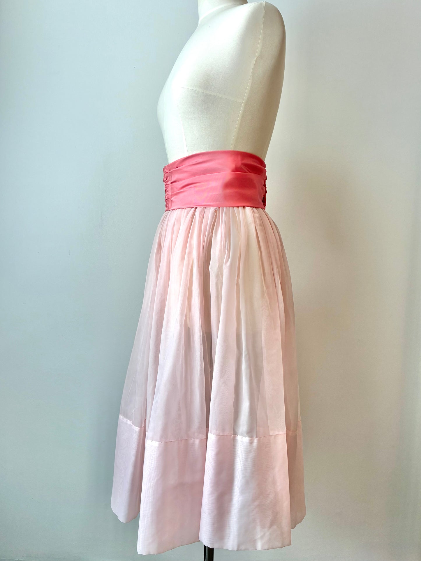 1950’s Soft Tulle Overlay Skirt With Satin Sash, Size: Medium