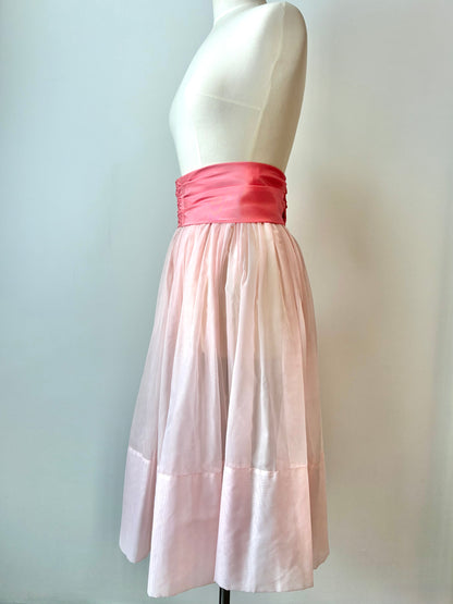 1950’s Soft Tulle Overlay Skirt With Satin Sash, Size: Medium