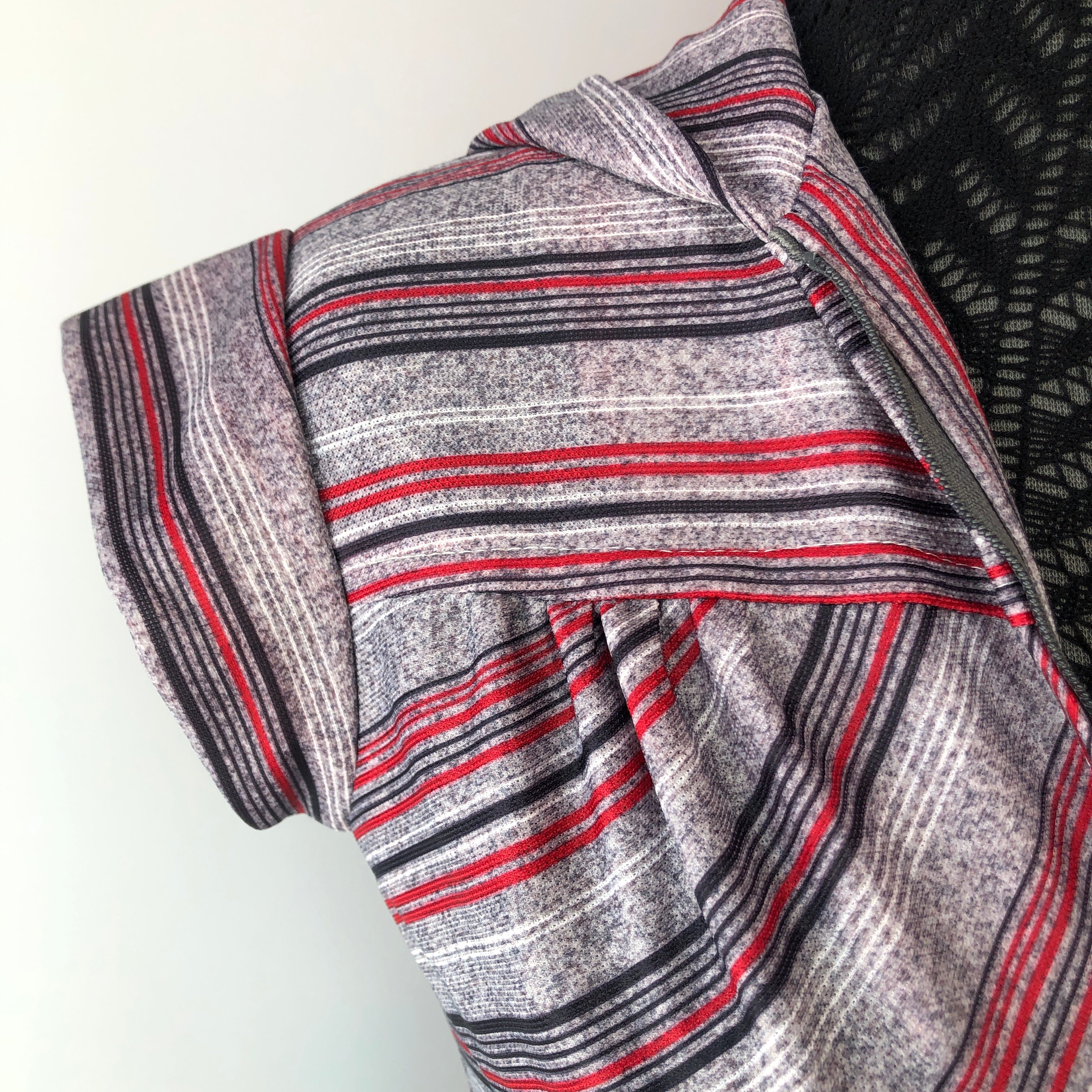 1970’s Chevron Stripe Hooded Poly Fit-n-Flare Dress, Size XS Petite