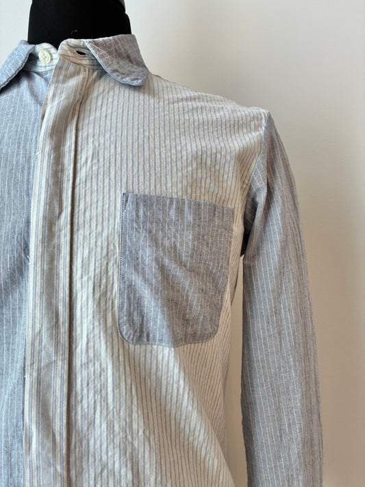 Kolor Pinstripe Blocking Button Down Shirt, 99% Cotton, Size: Medium