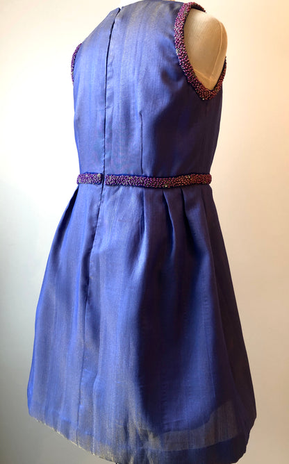 Hand Made Lined Organza  and Beaded Fit-n-Flare Dress, Size 12