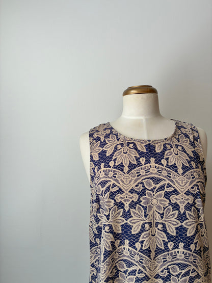 Moon Lace Print Ombré Tassel Sheath Dress, 100% Polyester, Size: Large