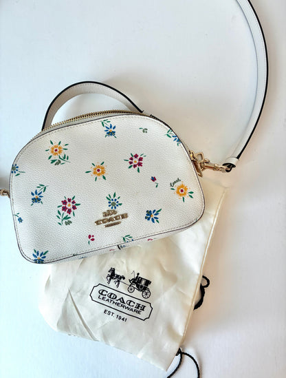Pre-Owned White Floral Pre-owned Coach Leather Cross-body Bag