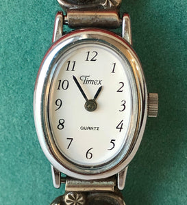Vintage Timex Southwestern Style Sterling, Coral, and Turquoise Ladies Watch