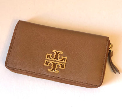 Pre-Owned Tory Burch Pebble Leather Britten Zip Wallet