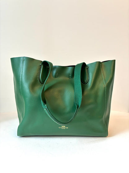 Pre-Owned Coach Green Pebble Leather Derby Tote