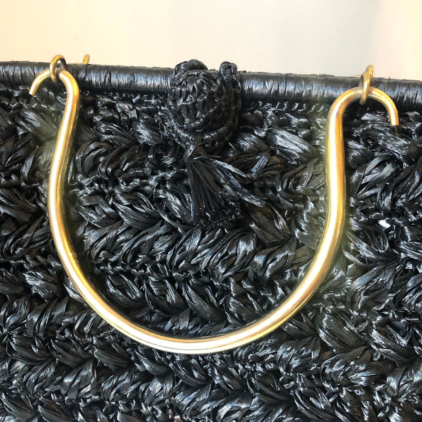 50/60’s Ritter Italian Made Raffia Handbag With Gold-tone Handles