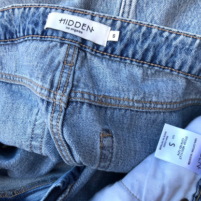 NWT Hidden Los Angeles Cut-Off Light Wash Denim Mini Skirt, Size Small