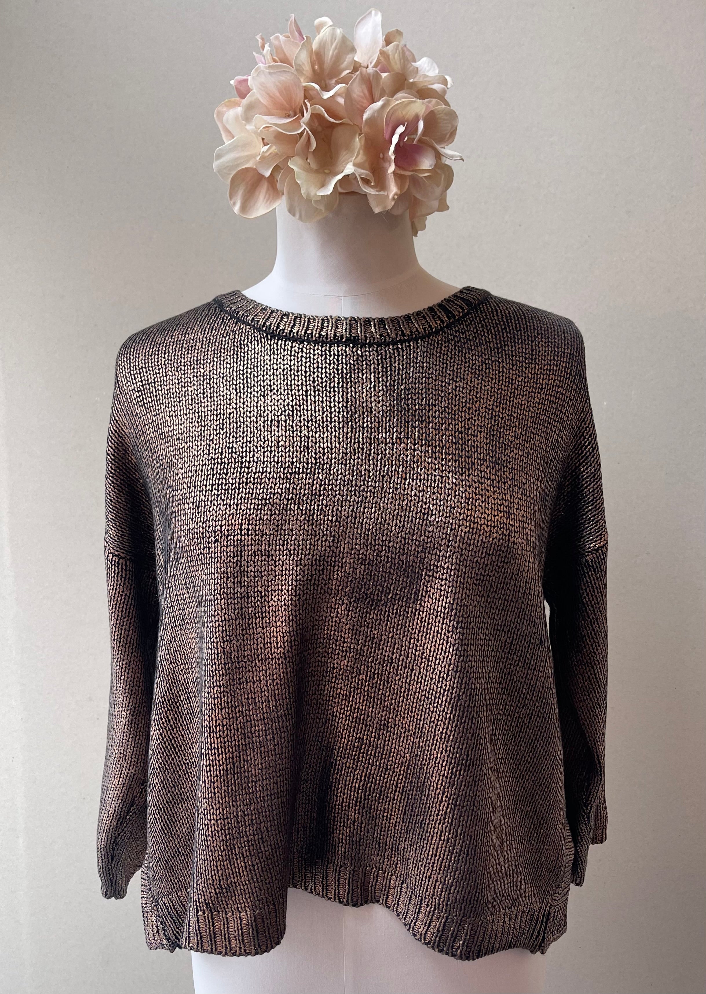 BB Dakota Copper Metallic Sweater - Size Medium