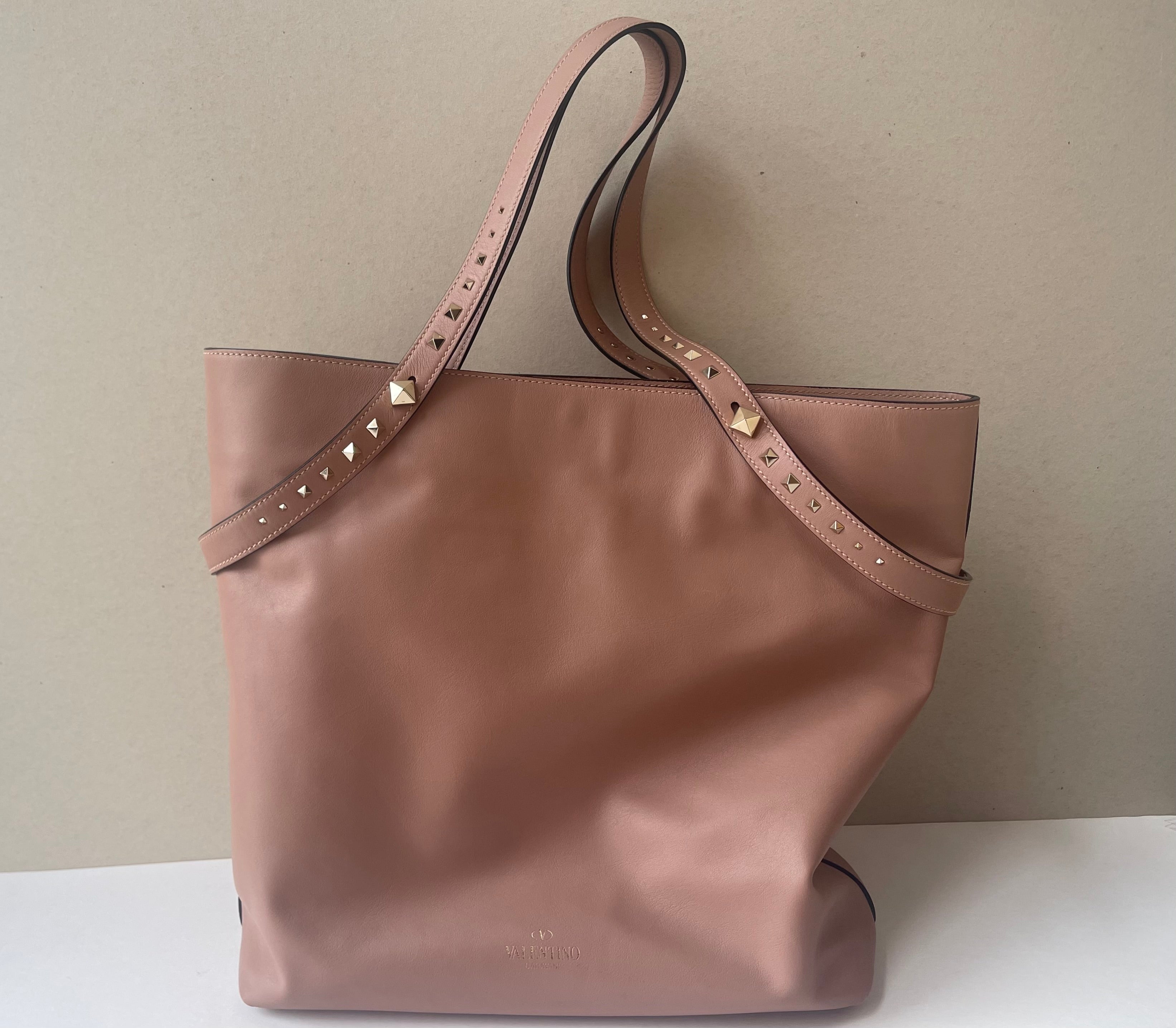 Valentino Rockstud Leather Tote - Blush