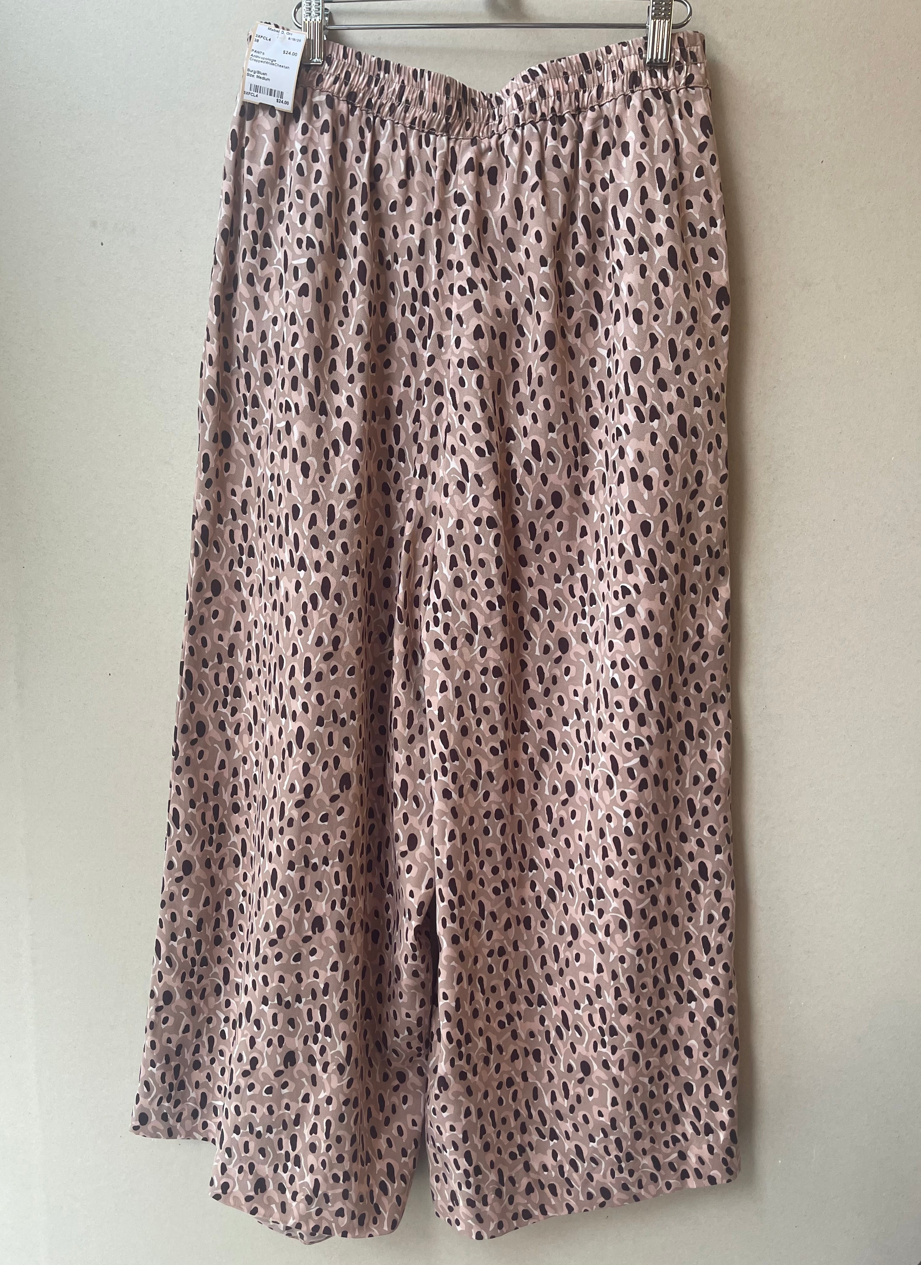 Anthropologie Cropped Wide Cheetah Print Pants - Size Medium