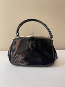 60s Vintage Patent Leather Kelly Style Handbag