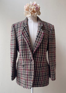 Linda Richards 80s Vintage Houndstooth Tweed Blazer, Size Medium