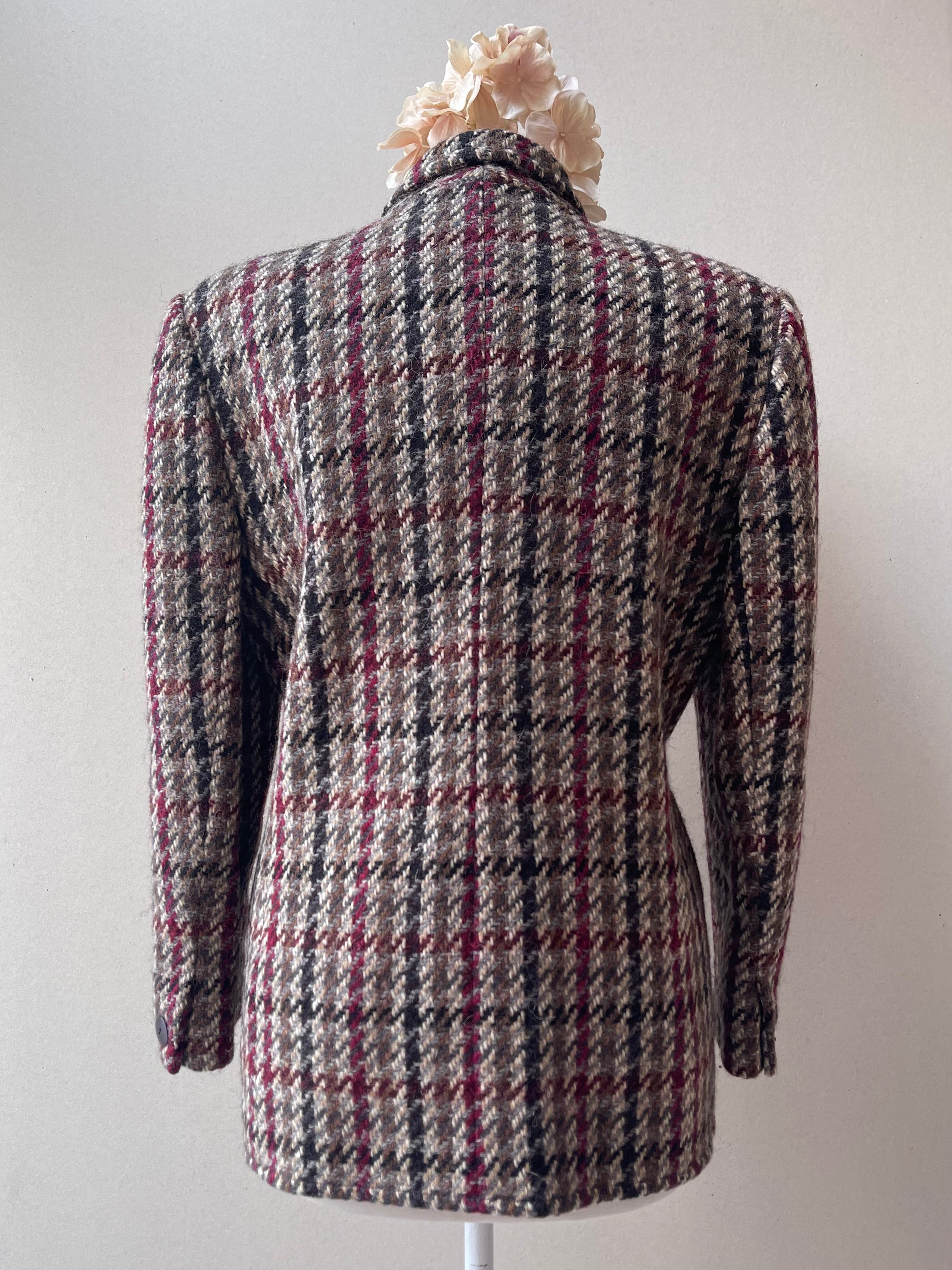 Linda Richards 80s Vintage Houndstooth Tweed Blazer, Size Medium