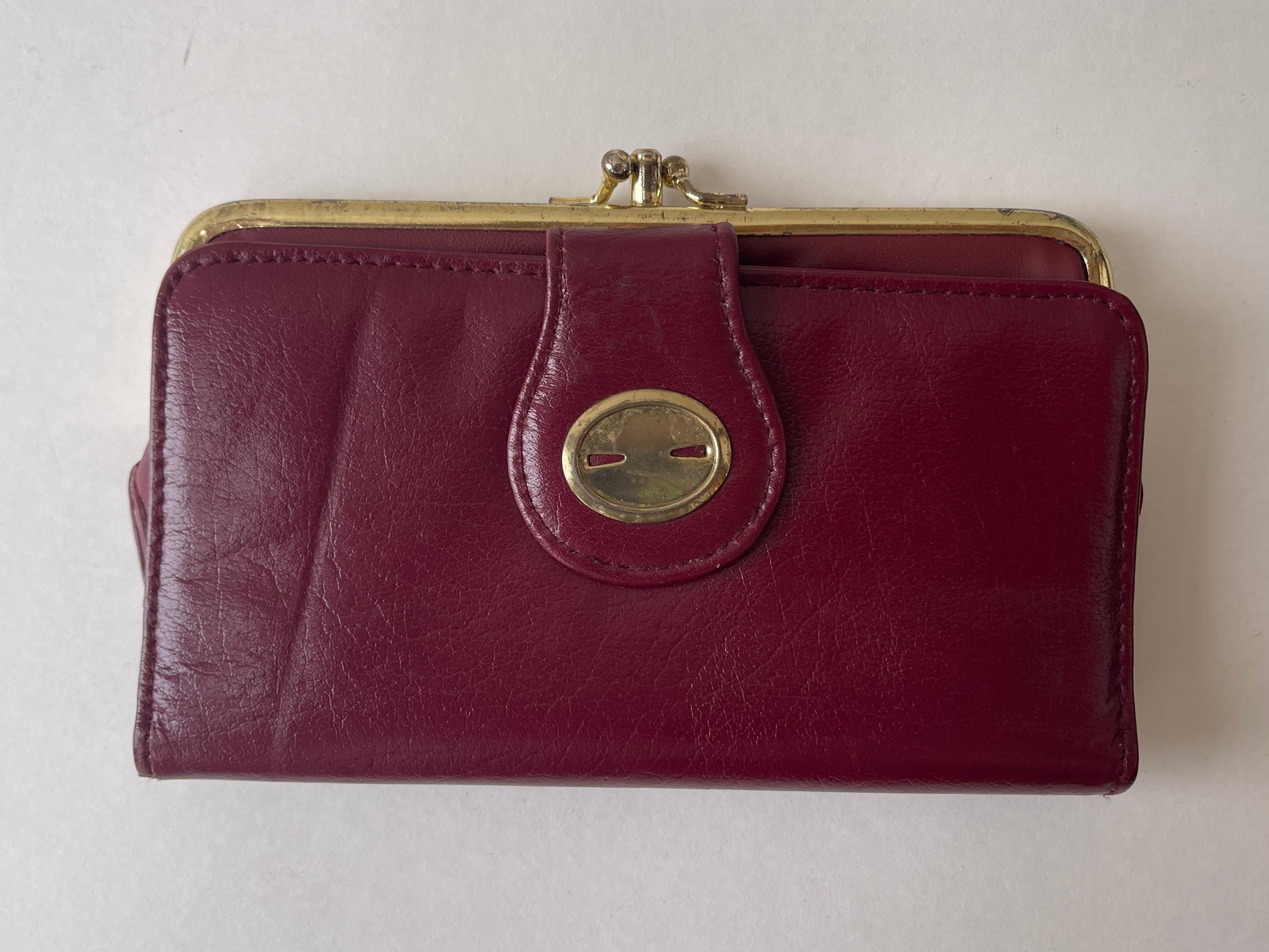 Vintage Faux Leather Burgundy Wallet