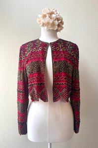 Adrianna Papéll 90s Crop Beaded Evening Jacket - Size Medium