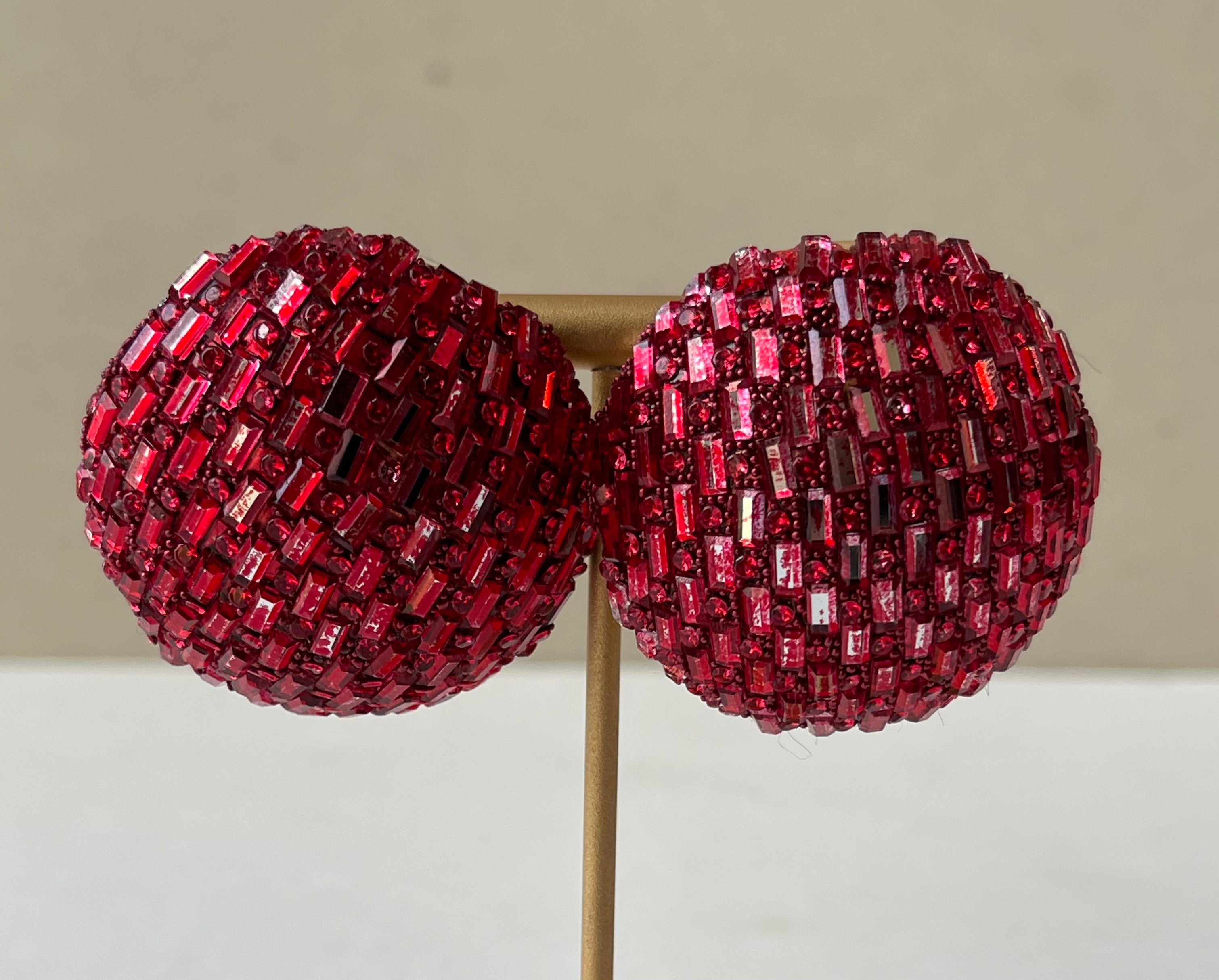 Snazzy Beaded Red Statement Earrings