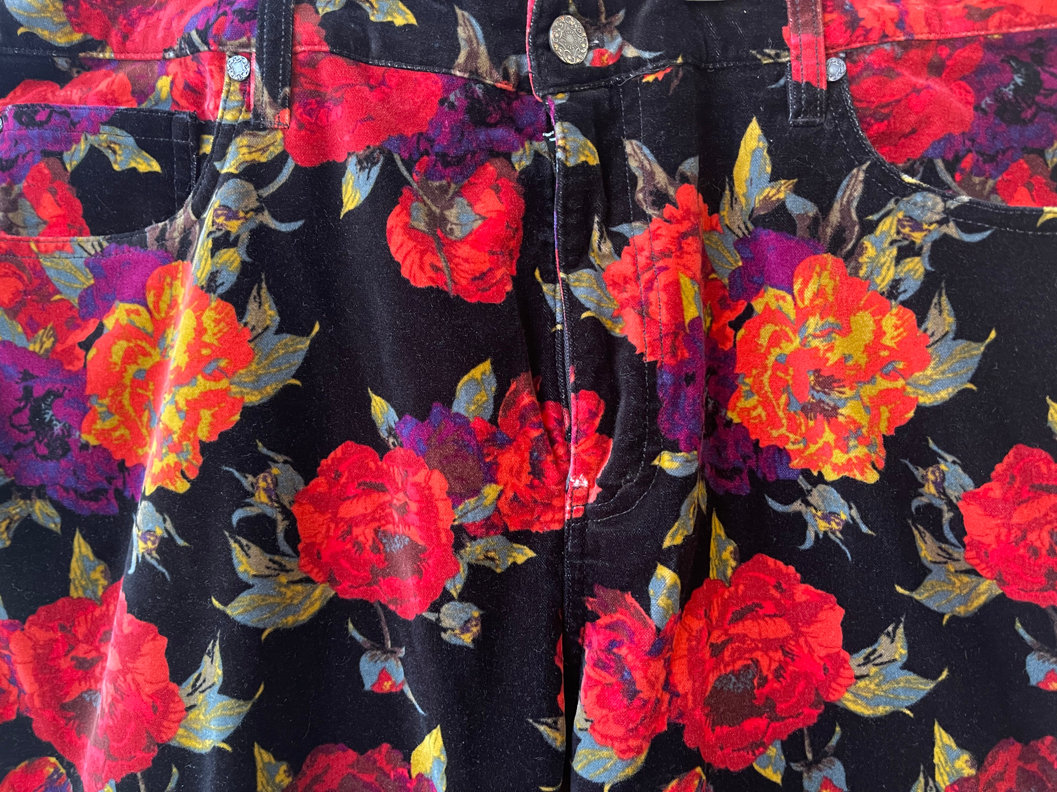 Soft Surroundings Floral Velvet Ankle Pants - Size 18