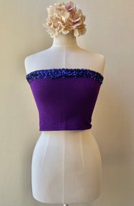 80s Purple Sequin Vintage Knit Tube Top - One Size Fits Most