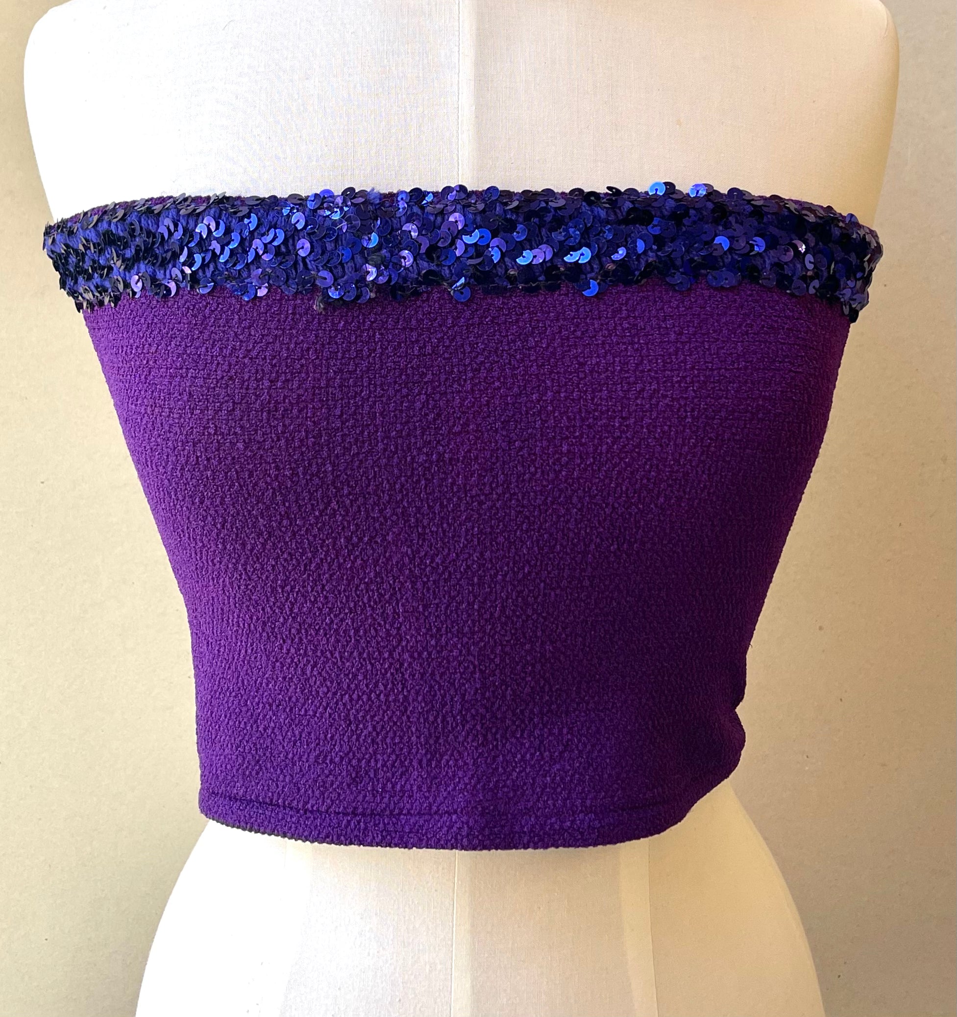 80s Purple Sequin Vintage Knit Tube Top - One Size Fits Most