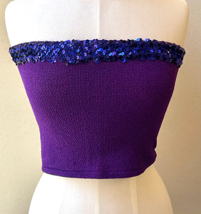 80s Purple Sequin Vintage Knit Tube Top - One Size Fits Most