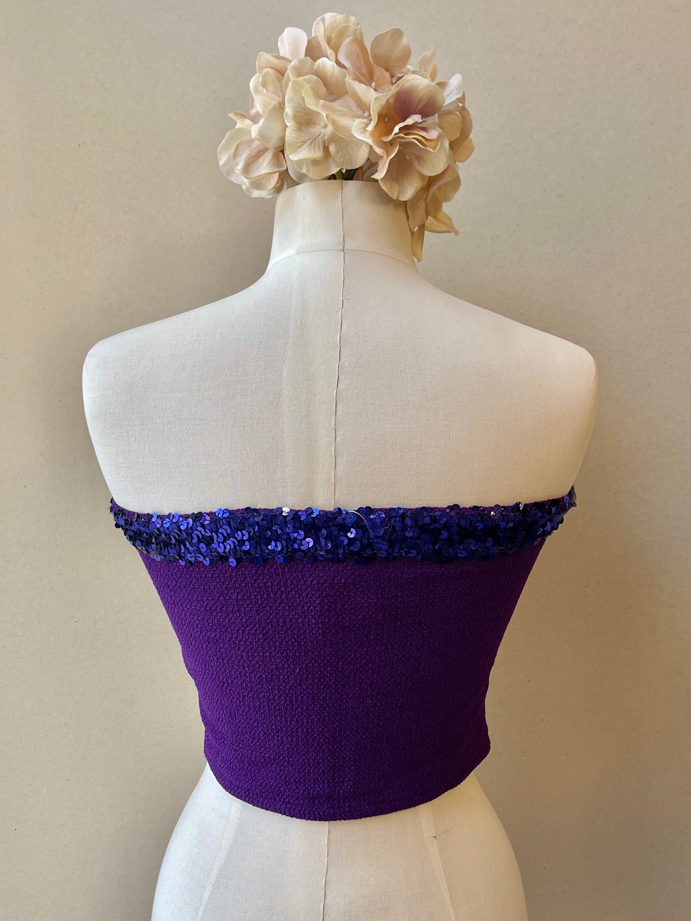 80s Purple Sequin Vintage Knit Tube Top - One Size Fits Most