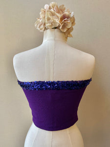 80s Purple Sequin Vintage Knit Tube Top - One Size Fits Most