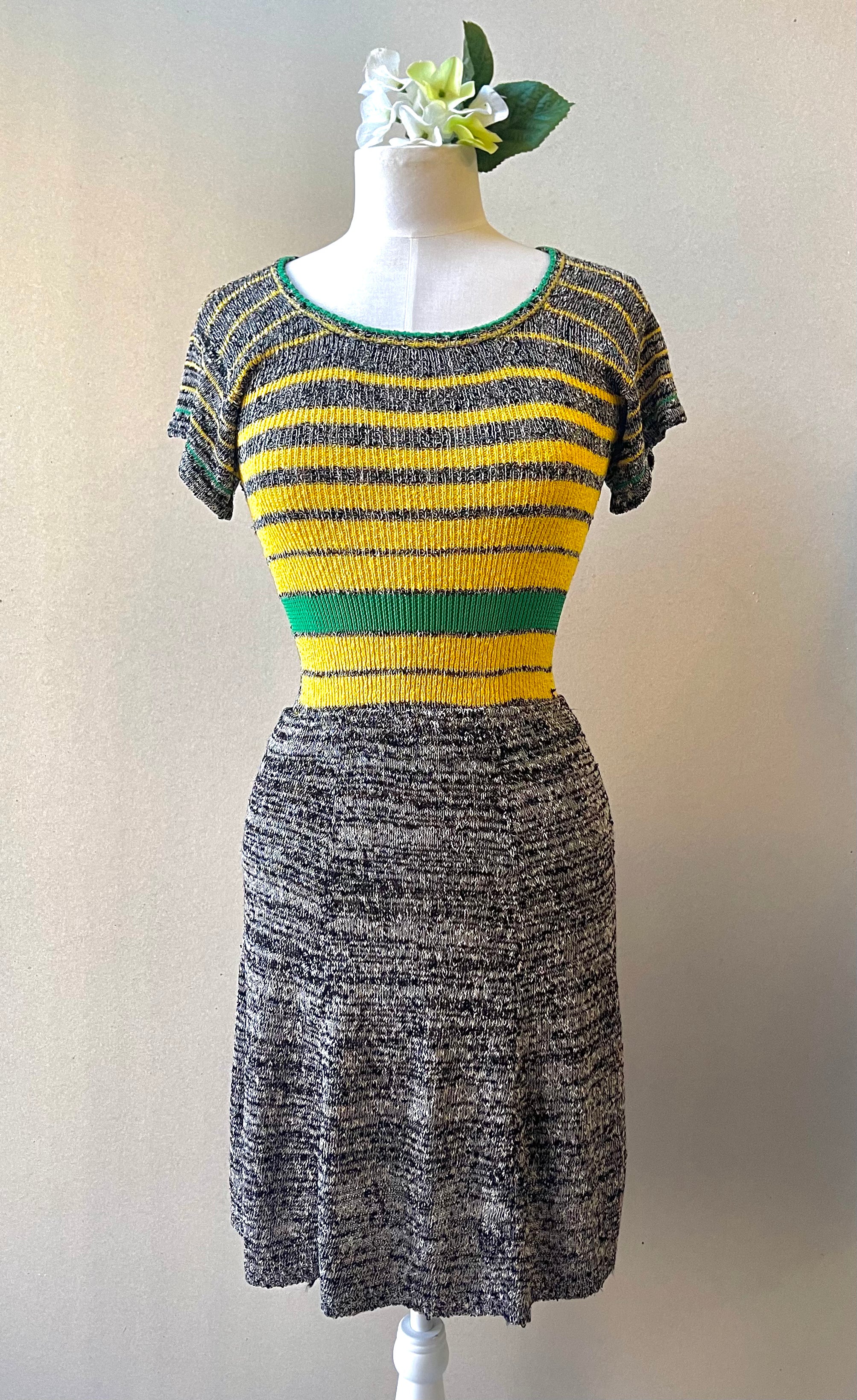60s Vintage 2-Piece Knit Stripe Set - Size S/M