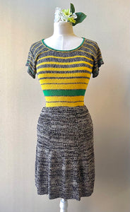 60s Vintage 2-Piece Knit Stripe Set - Size S/M