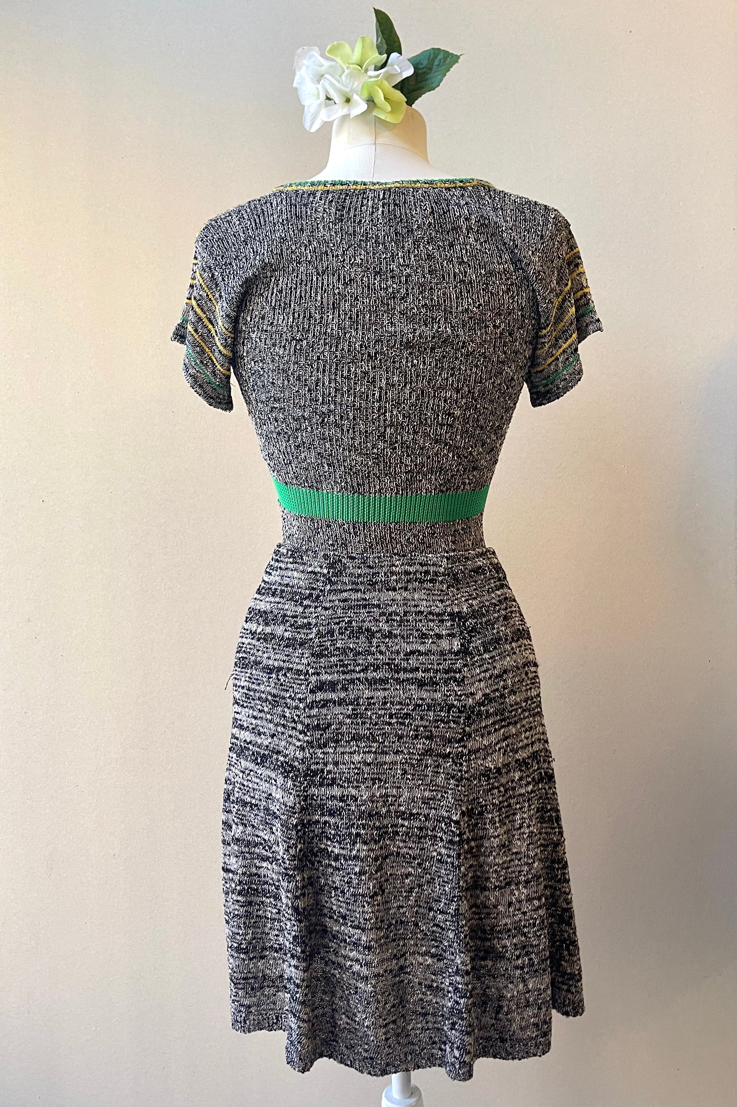 60s Vintage 2-Piece Knit Stripe Set - Size S/M