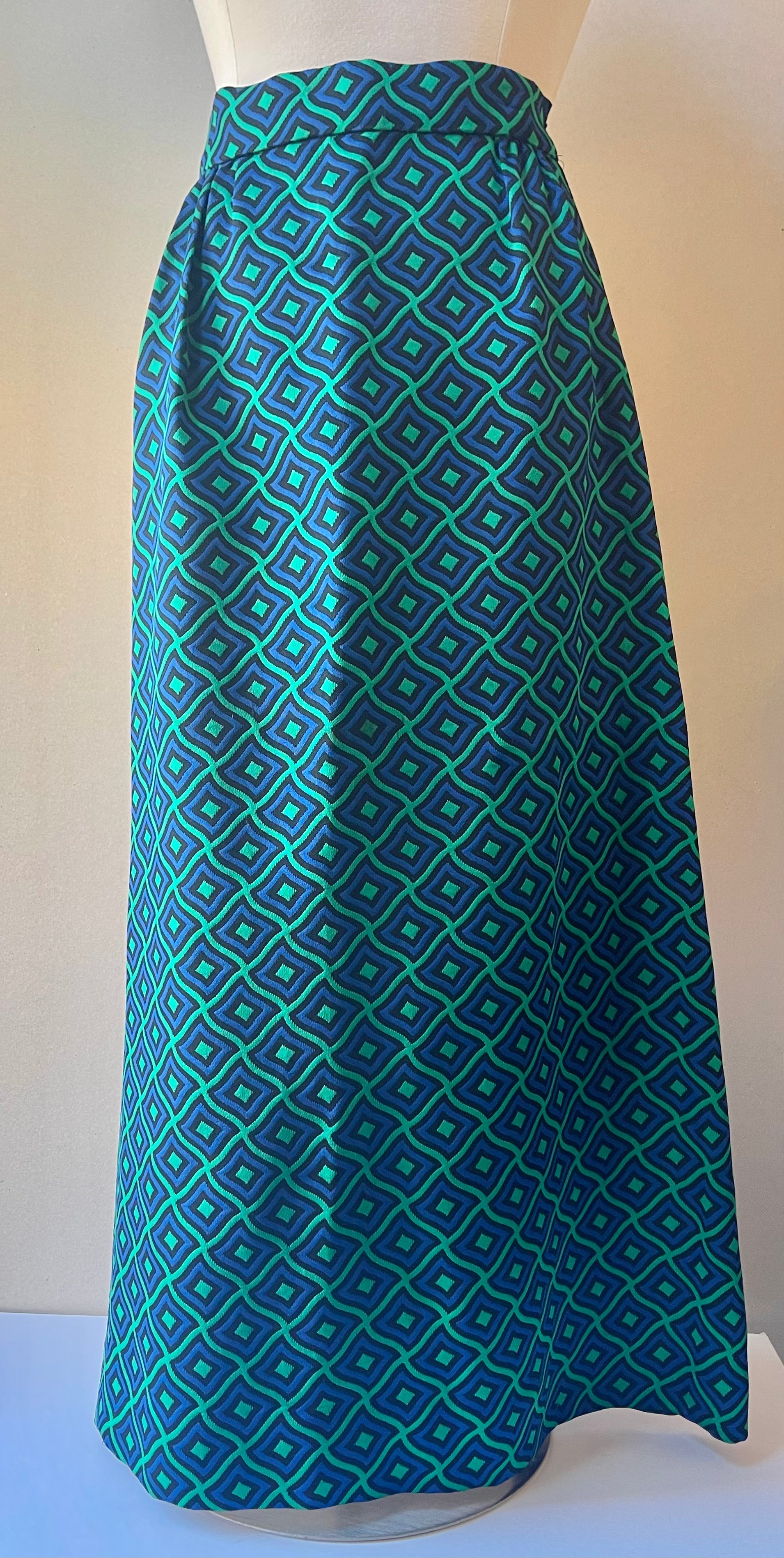 70s Vintage Textured Print Maxi Skirt - Size 10-12 (M)