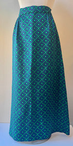 70s Vintage Textured Print Maxi Skirt - Size 10-12 (M)