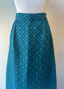 70s Vintage Textured Print Maxi Skirt - Size 10-12 (M)