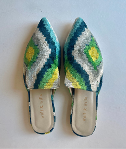 Wolf & Willa Pattern Chenille Mule Flats - Size 39 (8.5-9)