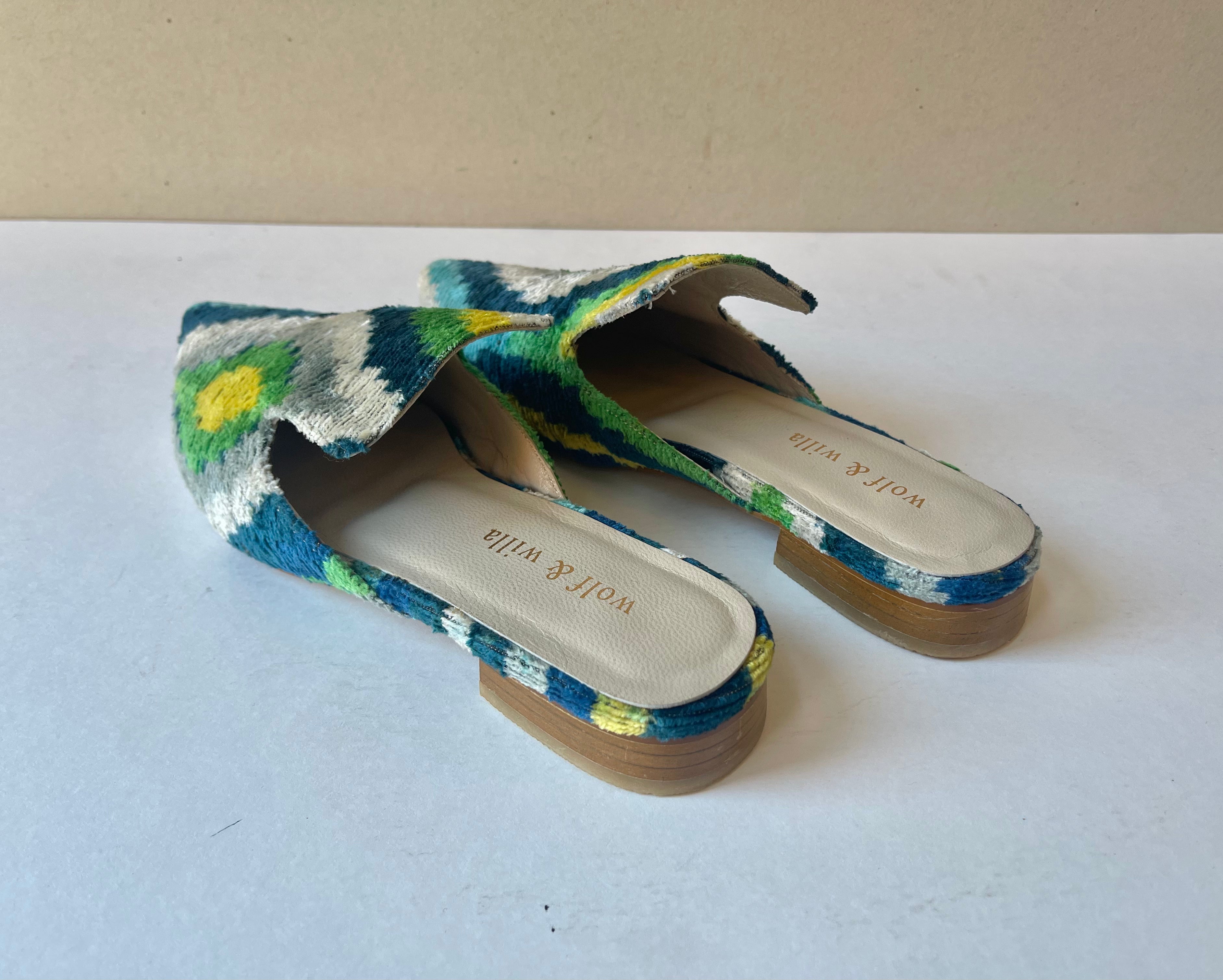 Wolf & Willa Pattern Chenille Mule Flats - Size 39 (8.5-9)