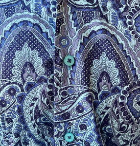 Barabas Paisley Aqua Button-Up Shirt - Size Large
