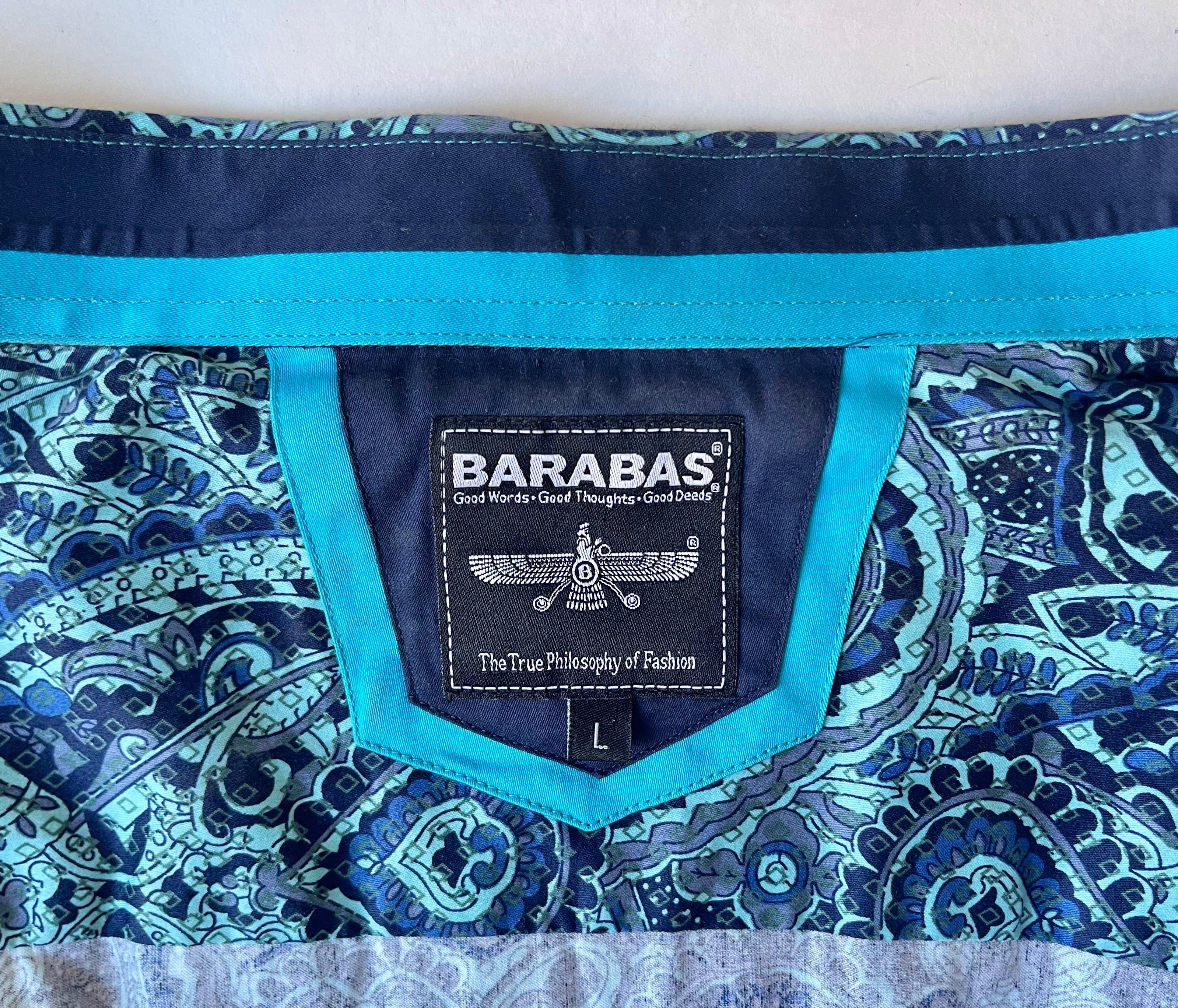 Barabas Paisley Aqua Button-Up Shirt - Size Large