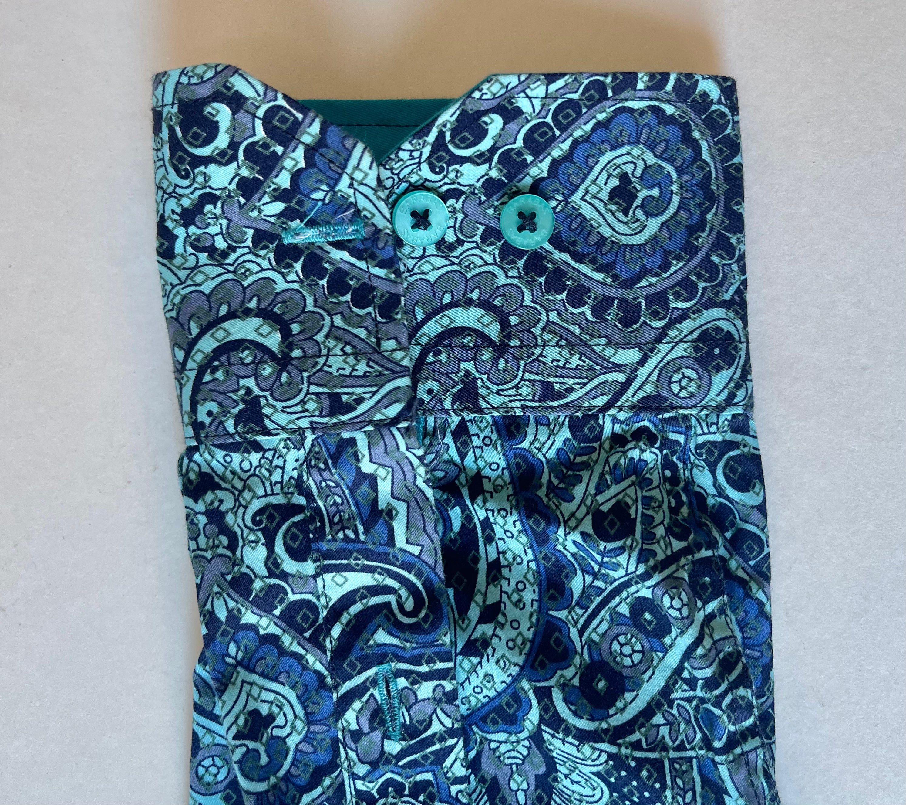 Barabas Paisley Aqua Button-Up Shirt - Size Large