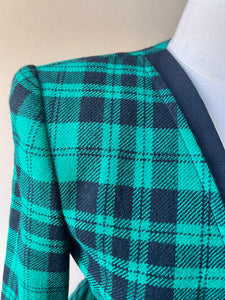 Kasper Vintage 80s Green Plaid Blazer - Size 12